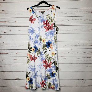 Tommy Bahama Floral Midi Dress - White, Red, Blue